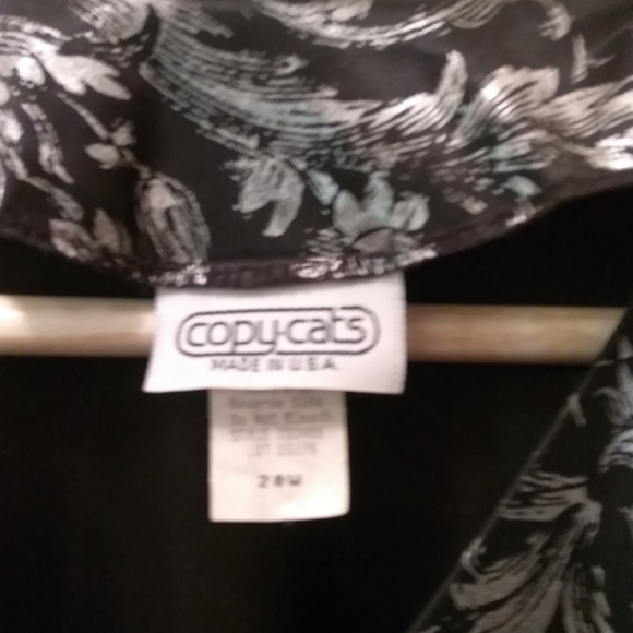 BLOUSE VINTAGE COPY CAT USA MADE BLACK/SILVER - Picture 2 of 7